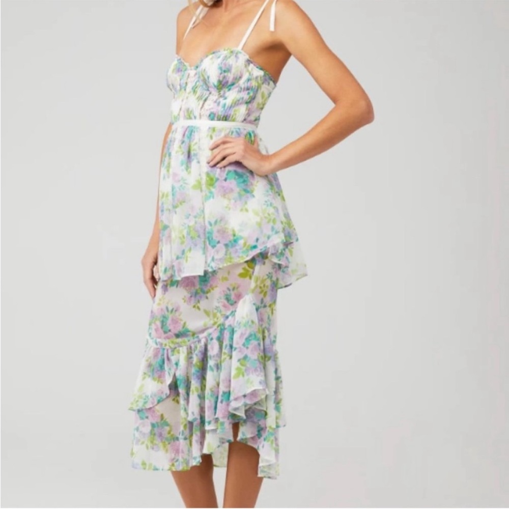 For Love And Lemons Meadow Maxi Strapless Floral Ruffle Dress - Picture 5 of 10